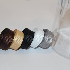 3/8&quot; (10mm) Grosgrain Ribbon 5 Yards (You choose the color:  Black, Dark Brown, Silver, Toffee, or White)