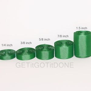 Emerald Green Grosgrain Ribbon 5 yards (You choose the width, 1/4, 3/8, 5/8, 7/8 or 1.5 inch)