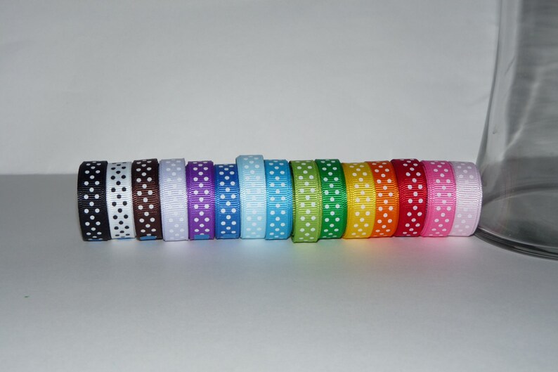 3/8 10mm Polka Dot Grosgrain Ribbon Lot: Choose 1 or 2 Yards EACH of 15 Different Colors image 4