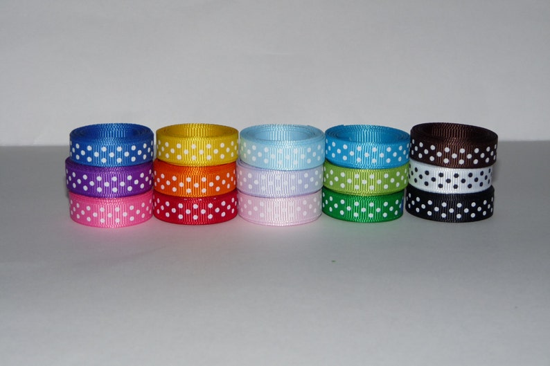 3/8 10mm Polka Dot Grosgrain Ribbon Lot: Choose 1 or 2 Yards EACH of 15 Different Colors image 3