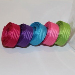 3/8&quot;(10mm) Grosgrain Ribbon 5 Yards (You choose the color:  Apple Green, Hot Pink, Purple, Shocking Pink or Turquoise)