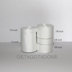 White Grosgrain Ribbon 5 yards (You choose the width, 1/4, 3/8, 5/8, 7/8 or 1.5 inch)