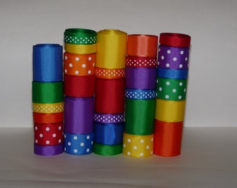 Primary Colors Grosgrain Ribbon Lot -- Choose 1 or 2 yards EACH of 30 different ribbons