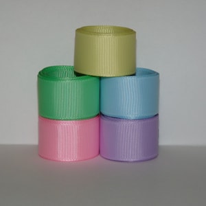 7/8 22mm Pastel Grosgrain Ribbon 5 Yards You Choose the color: Light Blue, Orchid, Baby Maize, Mint Green, or Pink image 1