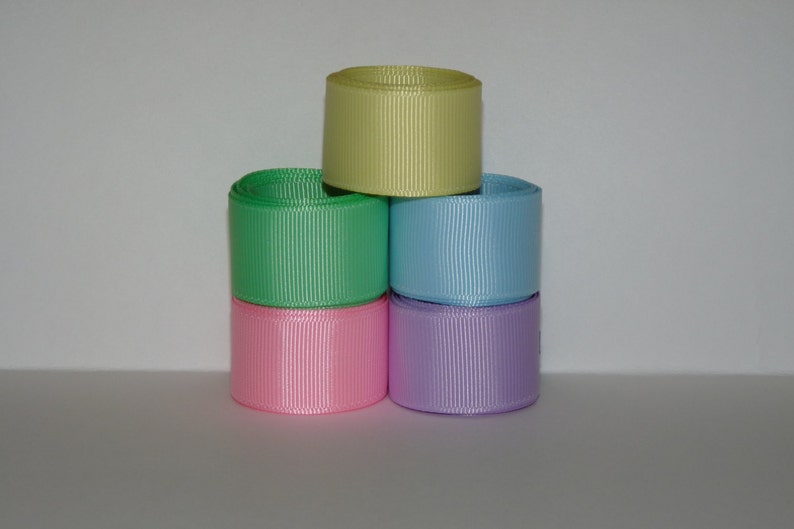 7/8 22mm Pastel Grosgrain Ribbon 5 Yards You Choose the color: Light Blue, Orchid, Baby Maize, Mint Green, or Pink image 1