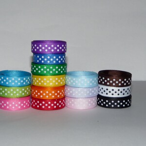 3/8 10mm Polka Dot Grosgrain Ribbon Lot: Choose 1 or 2 Yards EACH of 15 Different Colors image 2