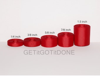 Red Grosgrain Ribbon 5 yards (You choose the width, 1/4, 3/8, 5/8, 7/8 or 1.5 inch)