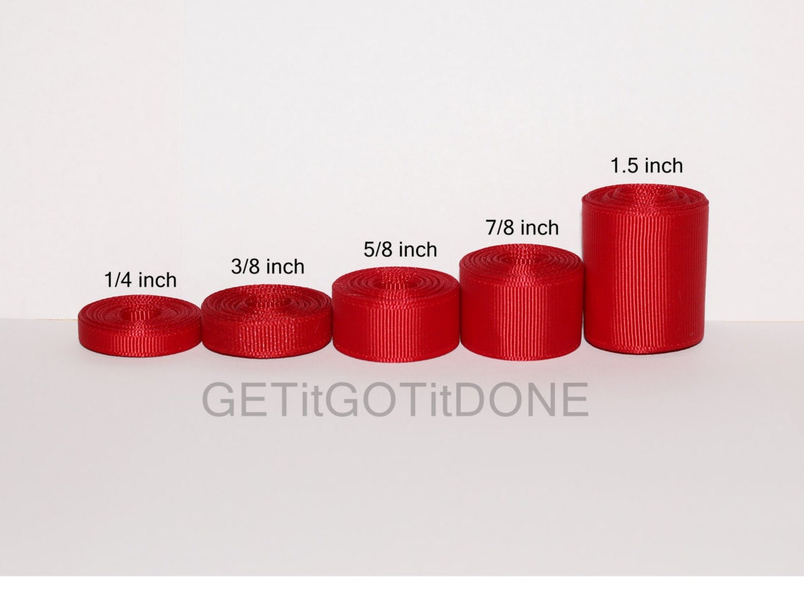 Red Grosgrain Ribbon 5 Yards you Choose the Width, 1/4, 3/8, 5/8, 7/8 or  1.5 Inch 
