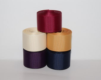 7/8" Grosgrain Ribbon 5 Yards (You Choose the Color: Wine, Cream, Old Gold, Plum, or Navy)