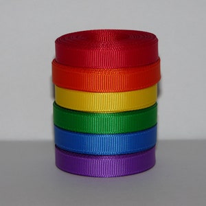 3/8&quot; (10mm) Primary Color Solid Grosgrain Ribbon Lot  (Choose 3 or 5 yards each of 6 different colors)