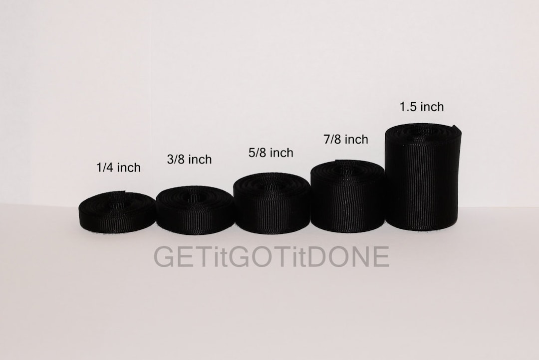 Black Grosgrain Ribbon 5 Yards (you Choose the Width, 1/4, 3/8, 5/8, 7/ ...
