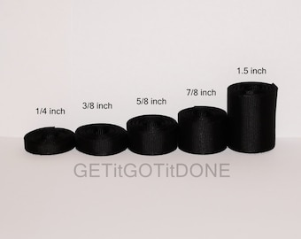 Black Grosgrain Ribbon 5 yards (You choose the width, 1/4, 3/8, 5/8, 7/8 or 1.5 inch)