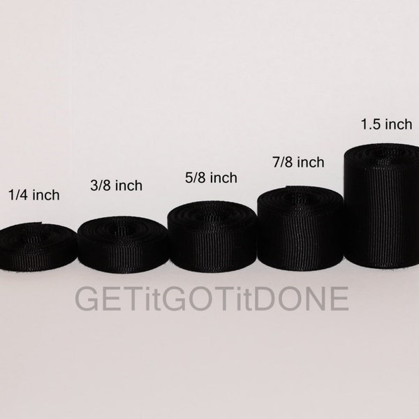 Black Grosgrain Ribbon 5 yards (You choose the width, 1/4, 3/8, 5/8, 7/8 or 1.5 inch)