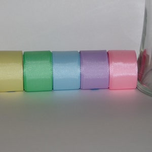 7/8 22mm Pastel Grosgrain Ribbon 5 Yards You Choose the color: Light Blue, Orchid, Baby Maize, Mint Green, or Pink image 2