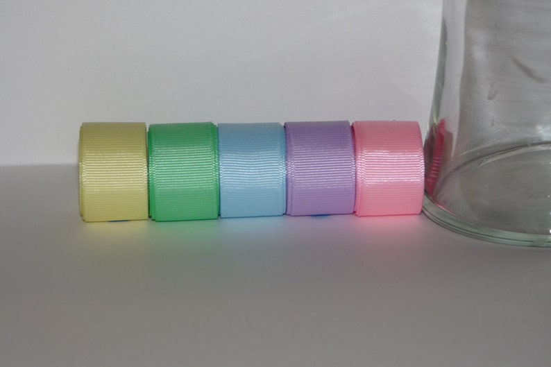 7/8 22mm Pastel Grosgrain Ribbon 5 Yards You Choose the color: Light Blue, Orchid, Baby Maize, Mint Green, or Pink image 2