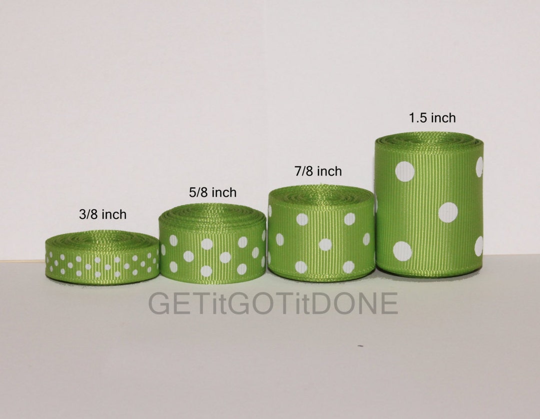 Apple Green Polka Dot Grosgrain Ribbon 5 Yards (you Choose the Width: 3 ...