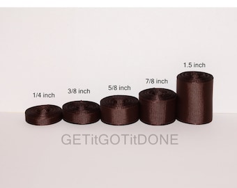 Brown Grosgrain Ribbon 5 yards (You choose the width, 1/4, 3/8, 5/8, 7/8 or 1.5 inch)