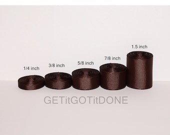 2 Inch Brown Seal Woven Edge Grosgrain Ribbon 