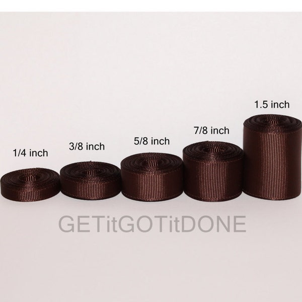 Brown Grosgrain Ribbon 5 yards (You choose the width, 1/4, 3/8, 5/8, 7/8 or 1.5 inch)