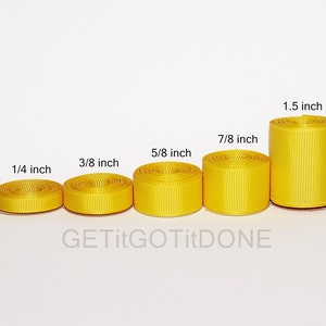 Yellow Grosgrain Ribbon 5 yards (You choose the width, 1/4, 3/8, 5/8, 7/8 or 1.5 inch)