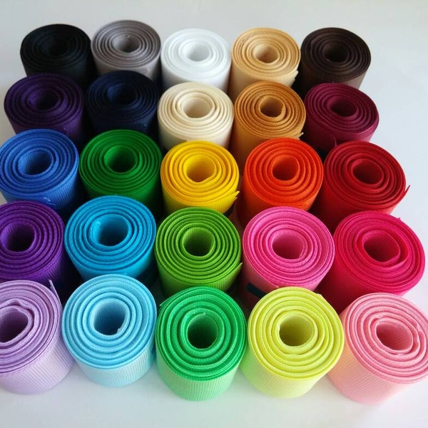 1.5" (38mm) Solid Grosgrain Ribbon Lot: You choose 1 or 2 Yards Each of 25 Different Colors