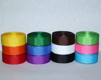 5/8" (16mm) Solid Grosgrain Ribbon Lot (Choose 1, 2, or 5 Yards Each of 12 Colors)