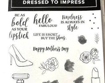 VINTAGE Stampin' Up "Dressed to Impress" Photopolymer Stamp Set! New in original package! 16 Stamps