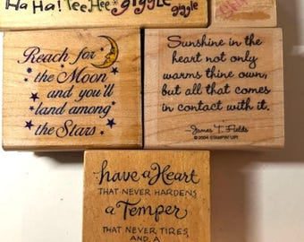 Vintage Wooden Rubber Stamps! Memories, Inspirational, More Sayings for Cards, Journals! Rare and Retired! PSX, Inkadinkadoo, Uptown