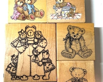 Vintage Wooden Rubber Stamps! Lots of BEARS! PSX, Stampin' Up, Artistic Stamp, Stampendous   Rare and Retired Stamps!