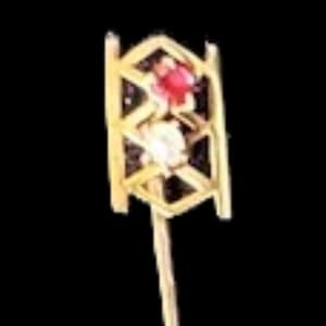 Antique Victorian Stick Pin with Ruby and Pearl! Original Box! Great Estate Jewelry!