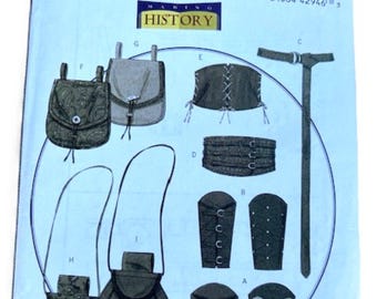 Butterick B5371 Historical Sewing Pattern Bracer, Corset, Belt, Pouch! Historical Accessories for Costume Program Pageant Reenactment Fair