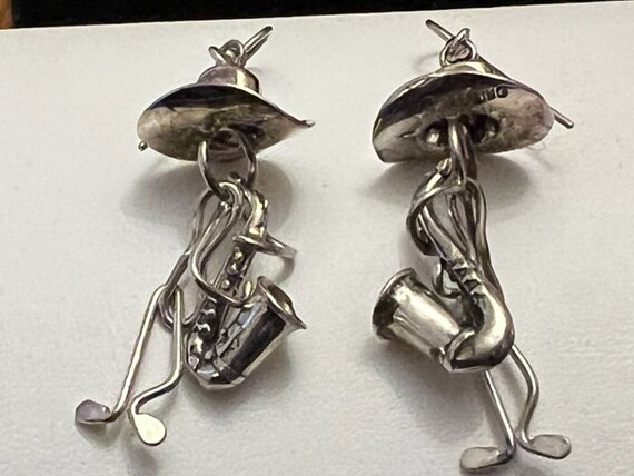 Unique Fun and Funky!  Pair of Sterling Silver Sa… - image 2