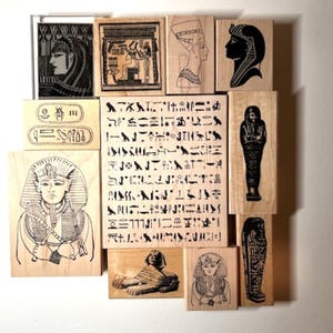 Vintage Wooden Rubber Stamps!  EGYPTIAN, Hieroglyphics, Mummies, More!  Most are new! Vintage and retired stamps! Your choice!