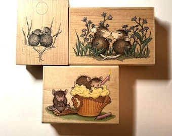 House Mouse Cling Rubber Stamp,sweet Nectar, Rare Bloom,flower