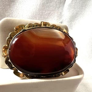 Antique Carnelian Brooch Pin Victorian Era 1800s! Beautiful Coloring!  Great Estate Vintage Jewelry!