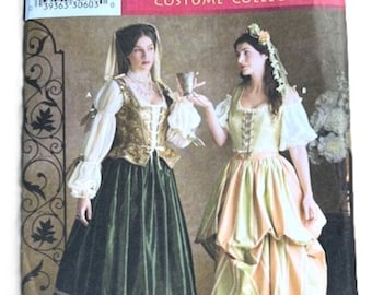 Simplicity 3809 Renaissance Historical Skirt, Vest, Veil, Overskirt Sz 16-20, Dramatic Costume Program Fair Reenactment  FREE SHIPPING!
