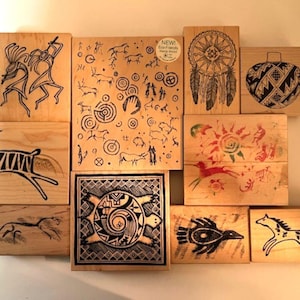 Vintage Wooden Rubber Stamps!  Historic, Indigenous, Tribal Your choice! Most are NEW! Vintage and retired stamps!