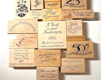 Vintage Wooden Rubber Stamps! WEDDING, ANNIVERSARY Your choice! Most are NEW! Vintage and retired stamps! Check out our rubber stamp bonanza
