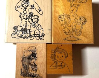 Vintage Wooden Rubber Stamps! Children, Kids! California Rubber Stamp, Art Impressions, Rare and Retired!