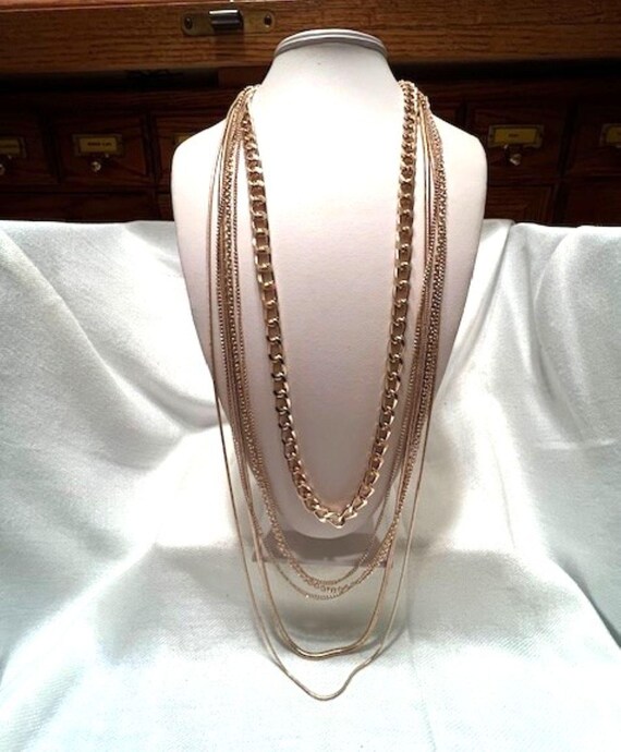 Vintage Multi-Chain Statement Waterfall Necklace!… - image 8