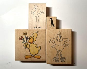 Vintage Wooden Rubber Stamps! Birds, Ducks, More! Great companies like Art Impressions, Whipper Snapper Designs, Judtih