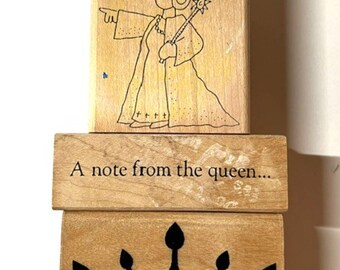 Vintage Wooden Rubber Stamps! Lot of 3 Stamps! A note from the queen, princess, crown