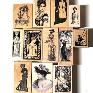 Vintage Wooden Rubber Stamps for Crafts! Victorian, Edwardian, Old-Fashioned People! Check Out Our Rubber Stamp Extravaganza!