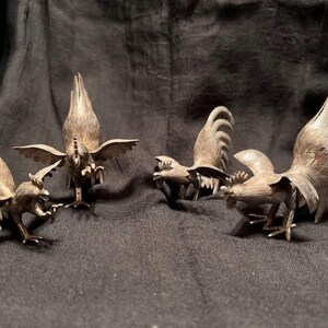 Sterling Silver Rooster Figures SET OF FOUR Unique Collectible!