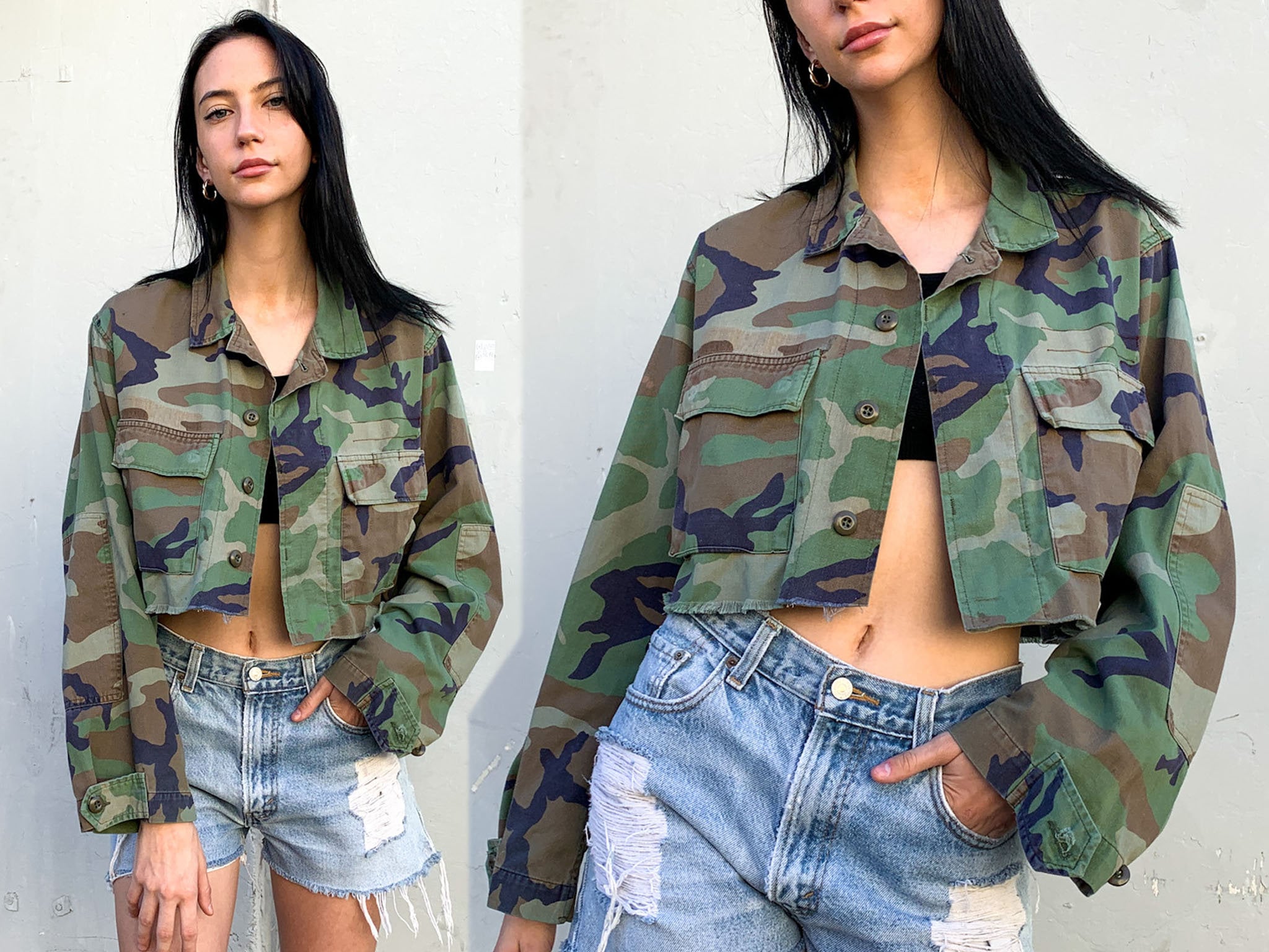 Cropped Vintage Camo Jacket