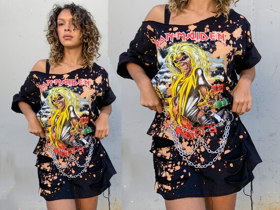 Iron Maiden off Shoulder Tops Band Tee 