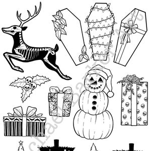 Gothmas Gothic Christmas I line drawing PNG digital download cricut glowforge