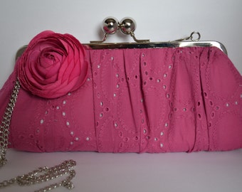 SALE Dark mauve eyelet clutch