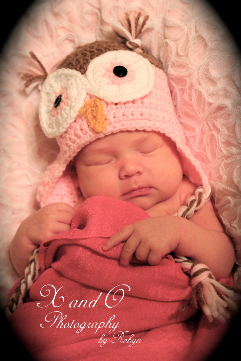 Owl Crochet Beanie w/ ear flaps and braids