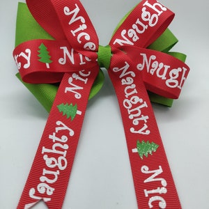 Naughty or Nice Christmas Holiday Hair Bow
